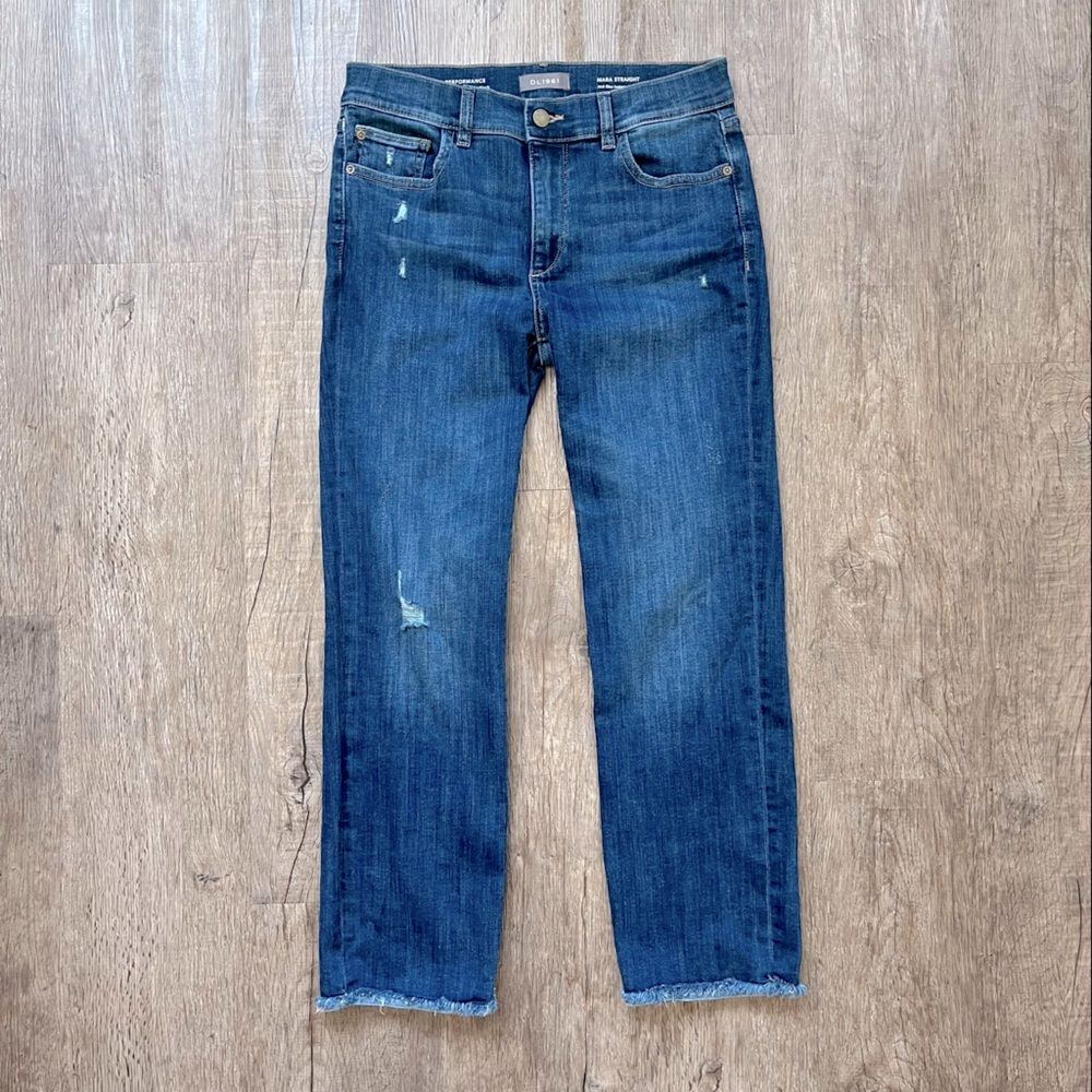 DL1961 Mara Straight Mid Rise Instasculpt Raw Hem Ankle Jeans | Ravine - 29